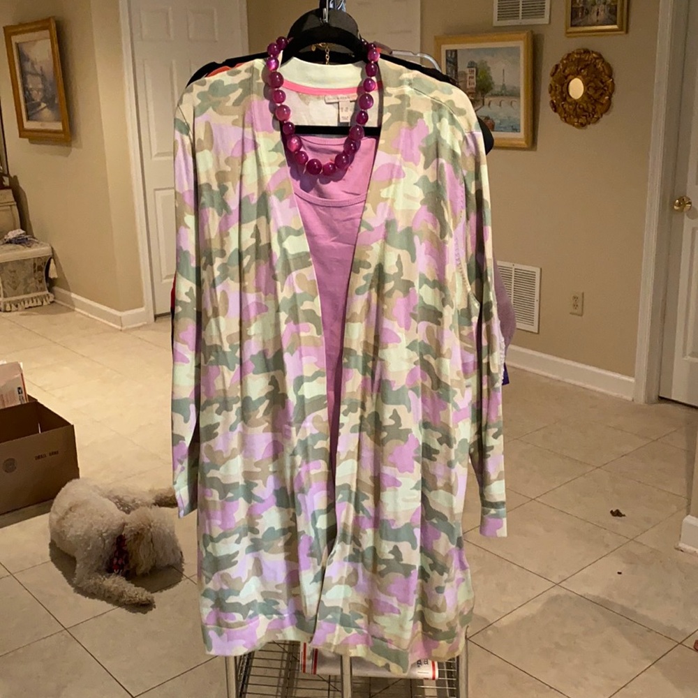 Boutique cardigan, necklace and tank L12